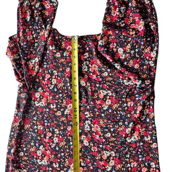 Anthropologie Pleione Black Mauve Ditsy Floral Cutout Long Sleeve Blouse - Picture 13 of 13